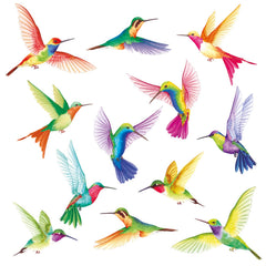 DECOWALL DS-8060 tropical flowers and hummingbirds wall decal brightens spaces with playful charm