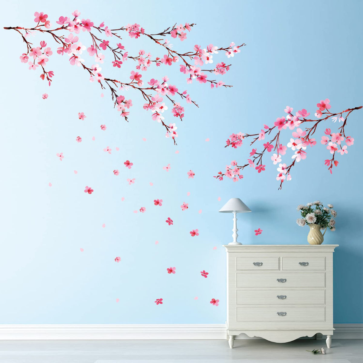 DECOWALL DS12-2003P1903 watercolor cherry blossoms detail for soothing nursery decor