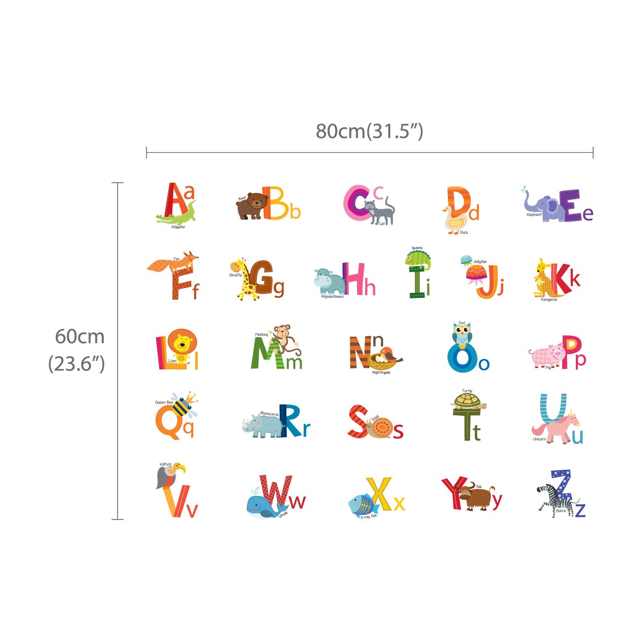 DECOWALL DS4-8002 educational animal alphabet design encourages curiosity and early literacy.