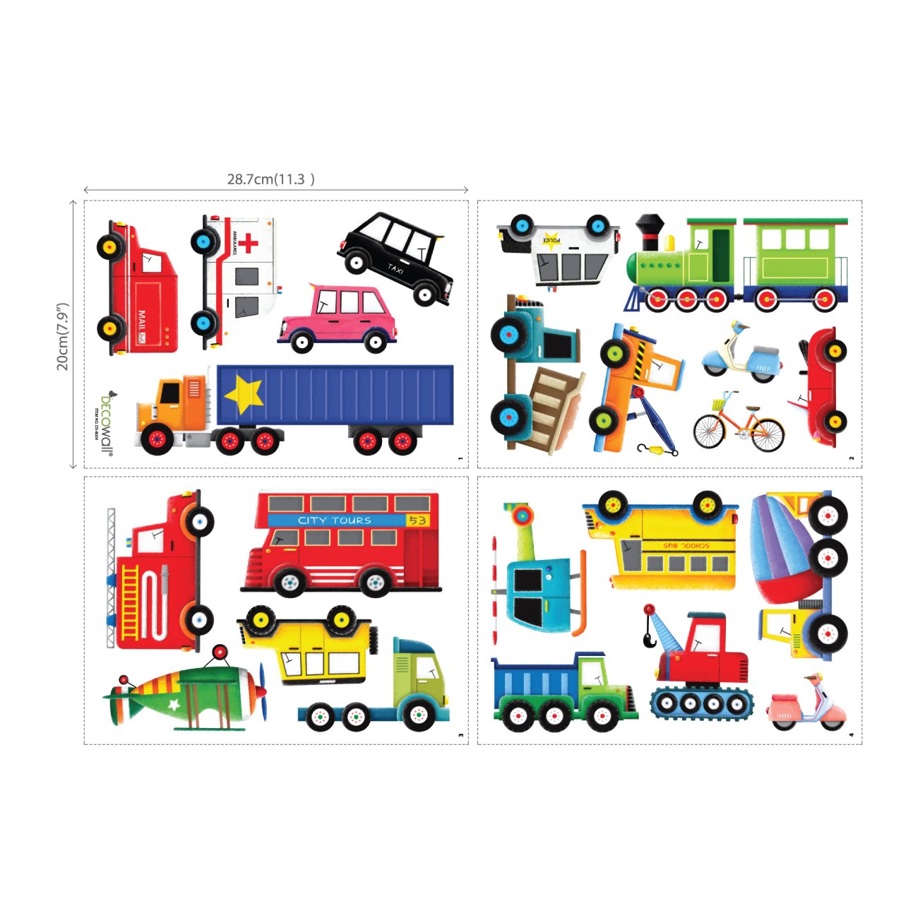DECOWALL DS4-8004 transport ambulance illustration supports pretend play setups.