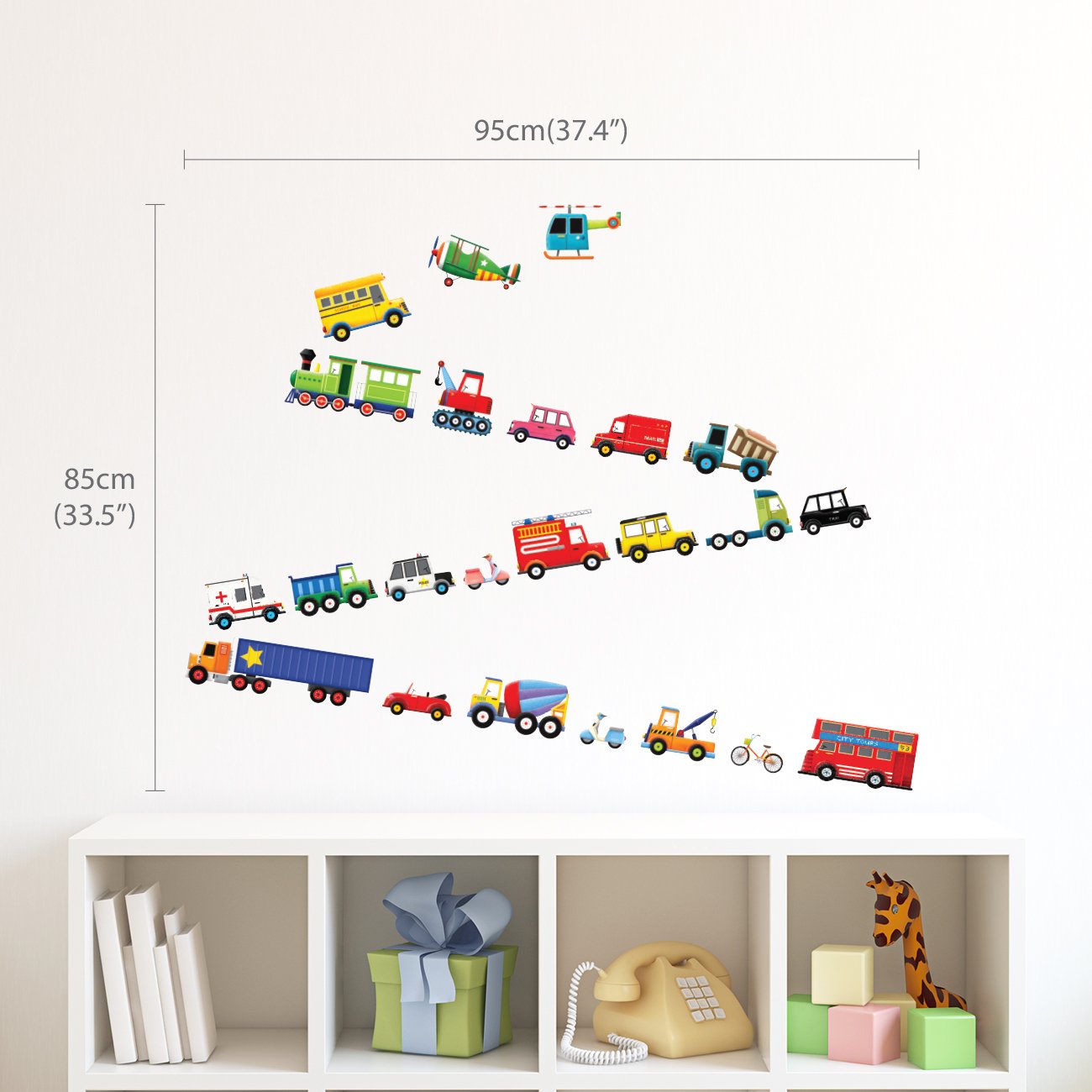 DECOWALL DS4-8004 transport bus scene brightens a kid's wall.