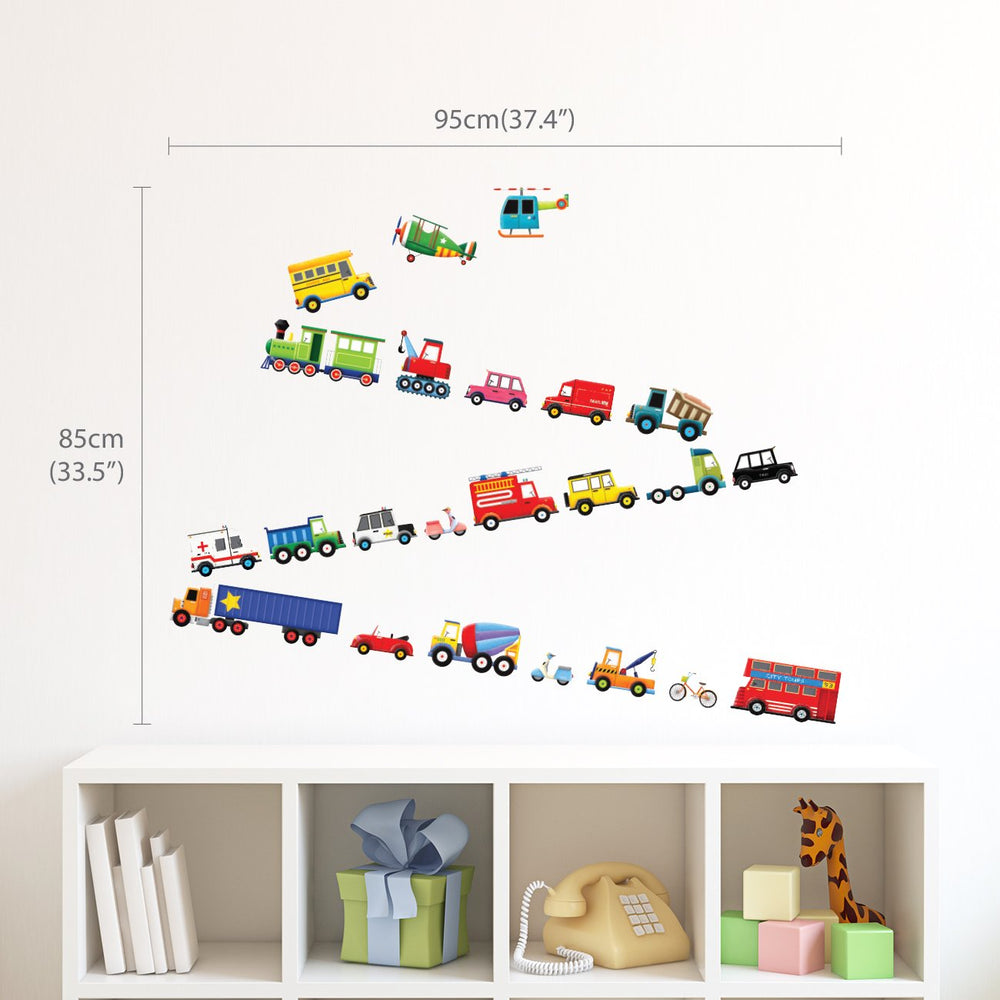 DECOWALL DS4-8004 transport bus scene brightens a kid's wall.