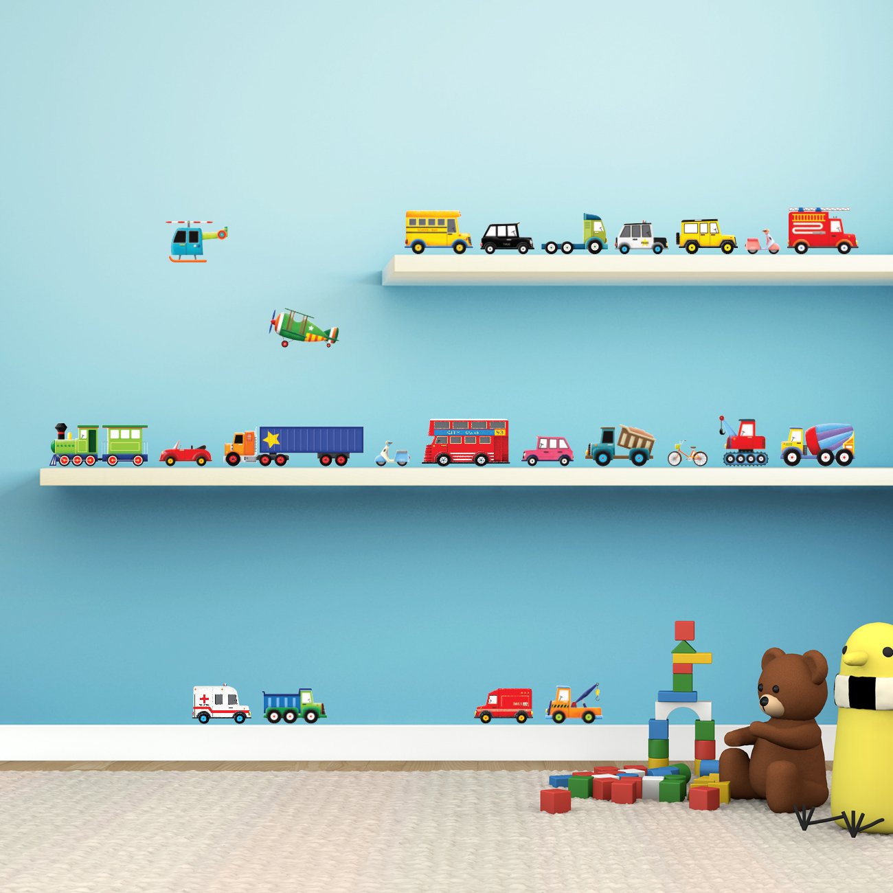 DECOWALL DS4-8004 transport collection demonstrates removable decor options for rooms.