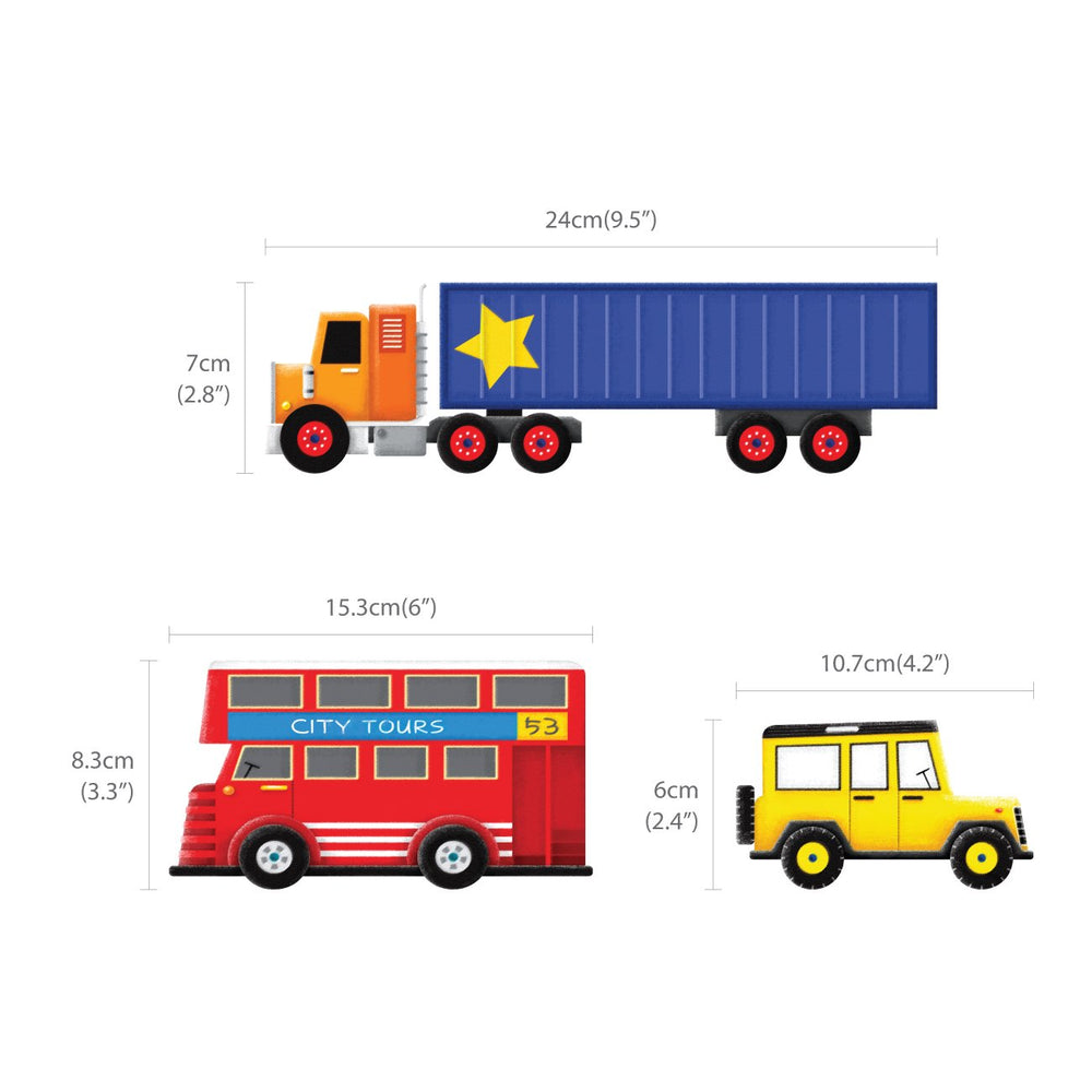 DECOWALL DS4-8004 transport construction vehicle adds bold art to play areas.