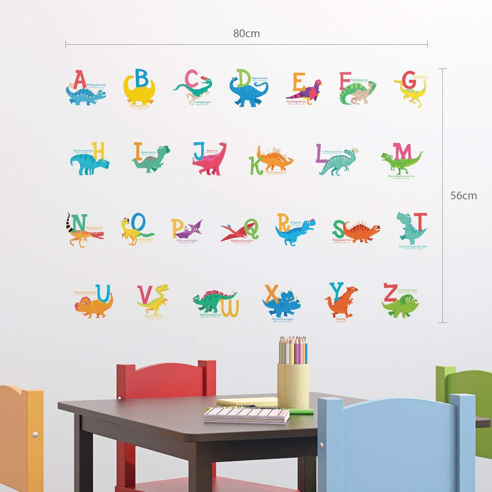 DECOWALL DS4-8033 colorful dinosaur alphabet letters decor enhances learning while brightening bedrooms.