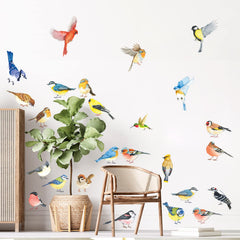 Decowall DS4-8063 birds in flight add cheerful motion to bedroom walls.