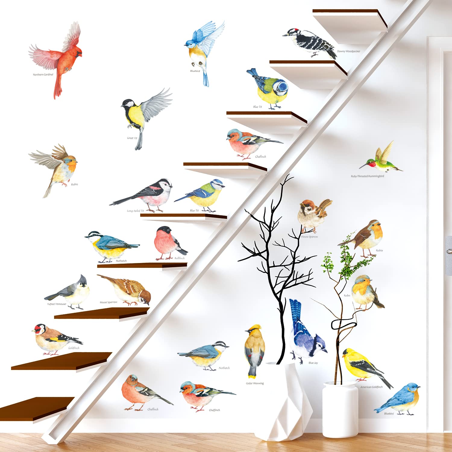 Decowall DS4-8063 watercolor birds create a soft, artistic focal point for kids.