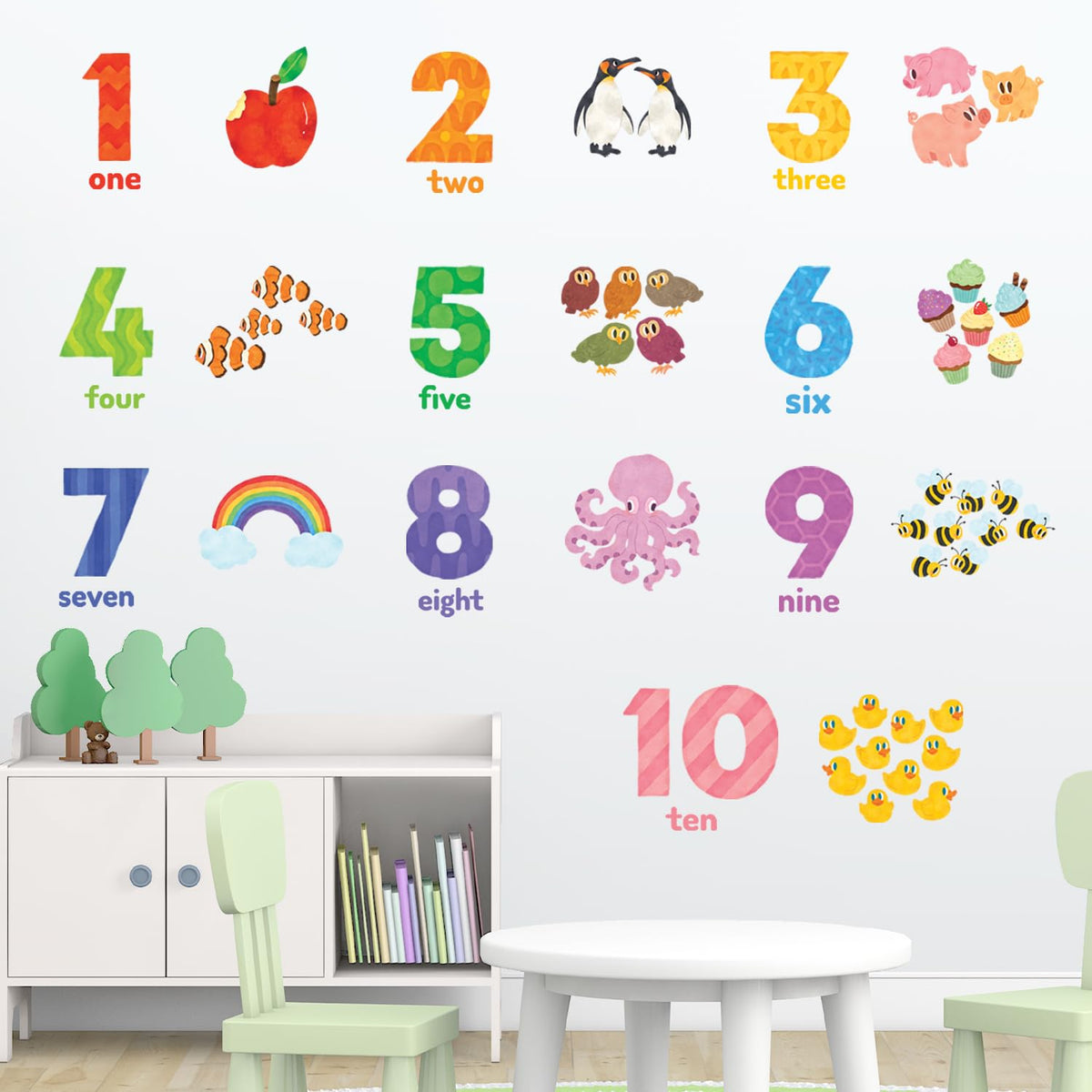 DECOWALL DS6-2020 numbers wall stickers educational set for kids
