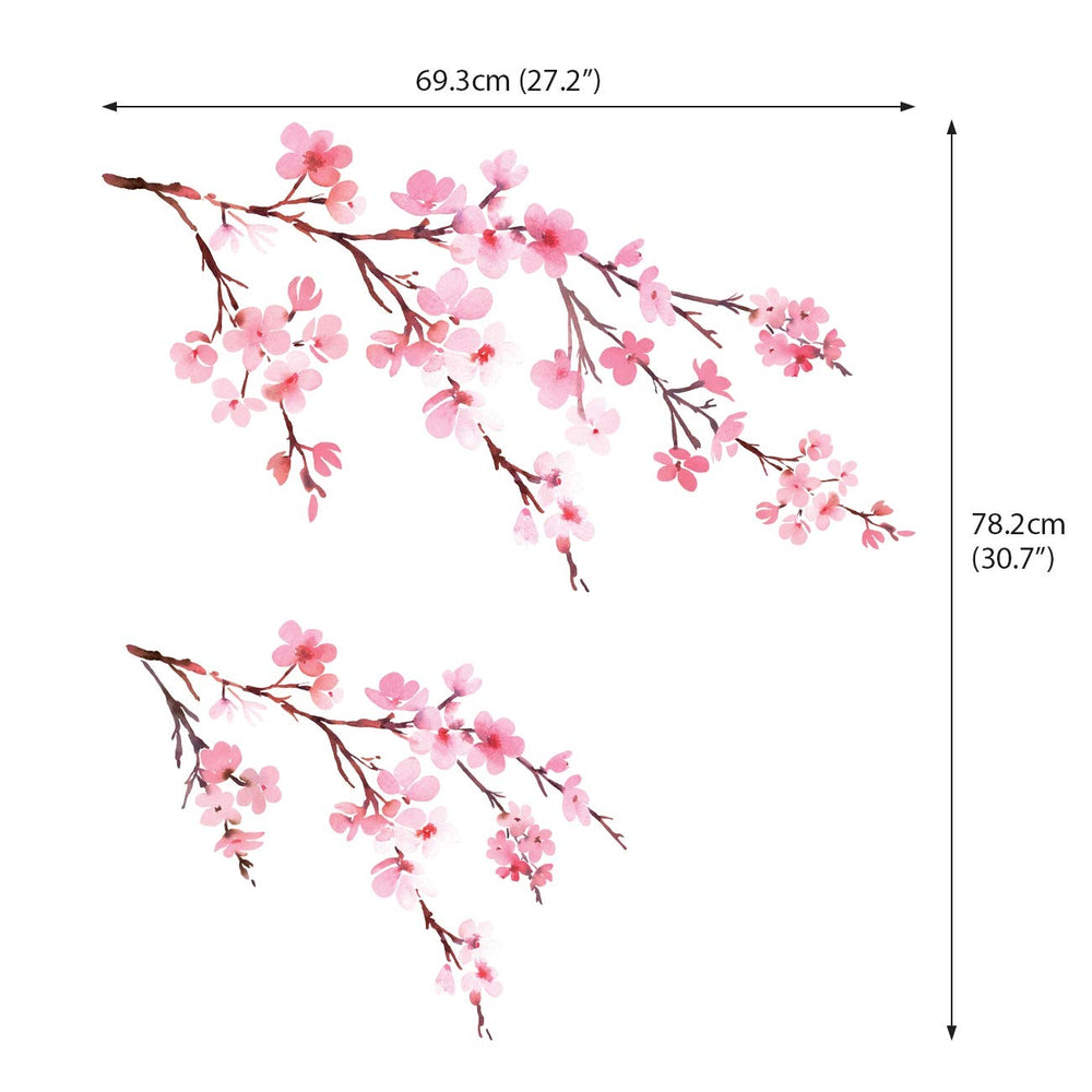 DECOWALL DS6 watercolor-cherry-blossoms decor enhances bedrooms with a calm, nature-inspired theme.