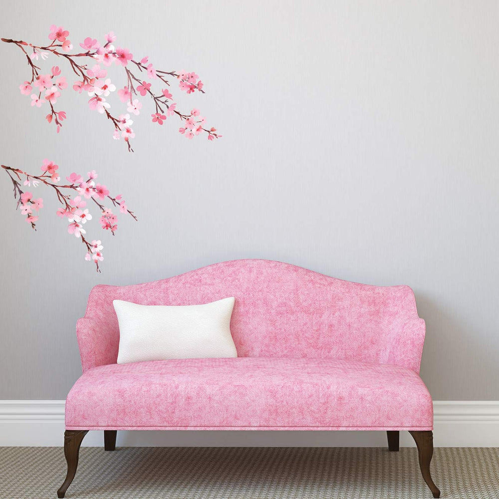 DECOWALL DS6 cherry blossoms wall art creates a cozy focal point without permanent changes.