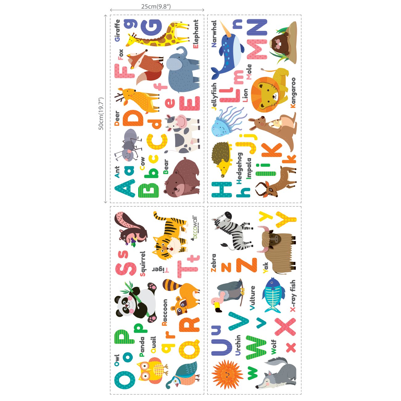 DECOWALL DS8-1614 illustrated alphabet animals stimulate early literacy during playtime