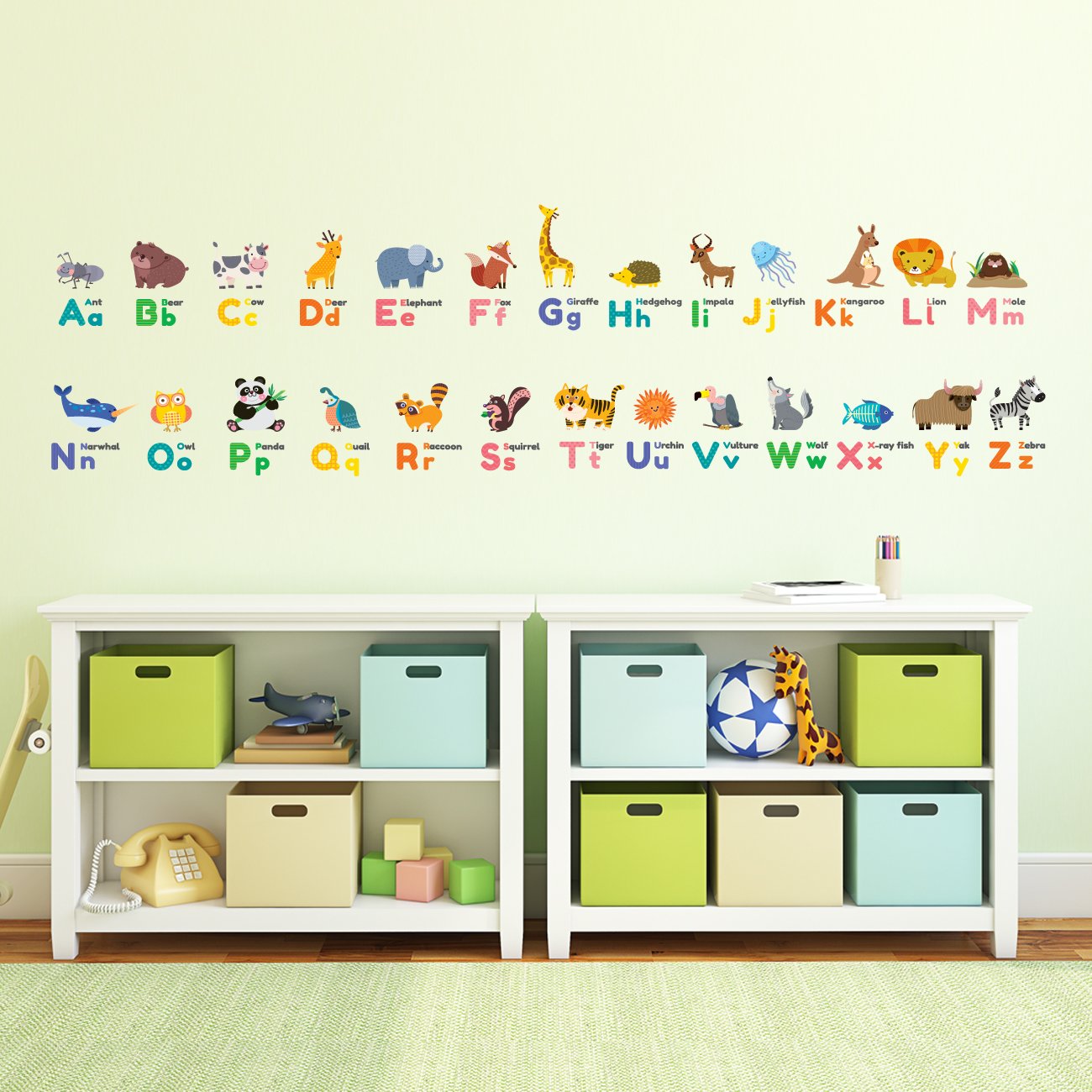 DECOWALL DS8-1614 vibrant animal designs enhance nursery color and imagination