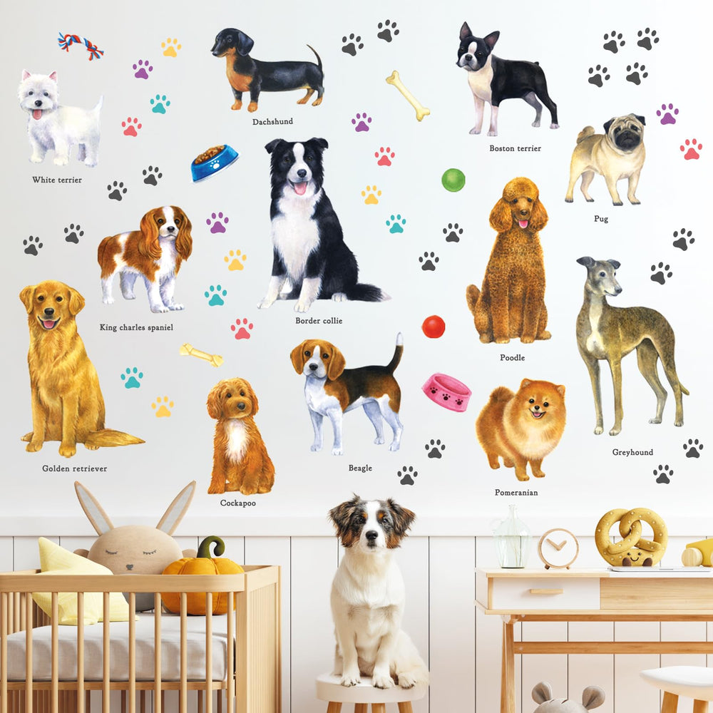 DECOWALL DS8-8045 dog paw print wall art for play spaces