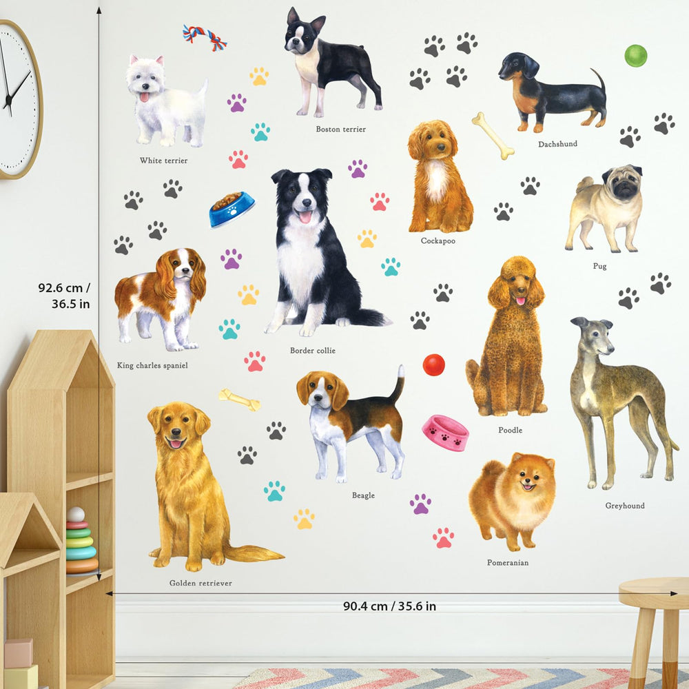 DECOWALL DS8-8045 kids playroom dog stickers encourage learning and color