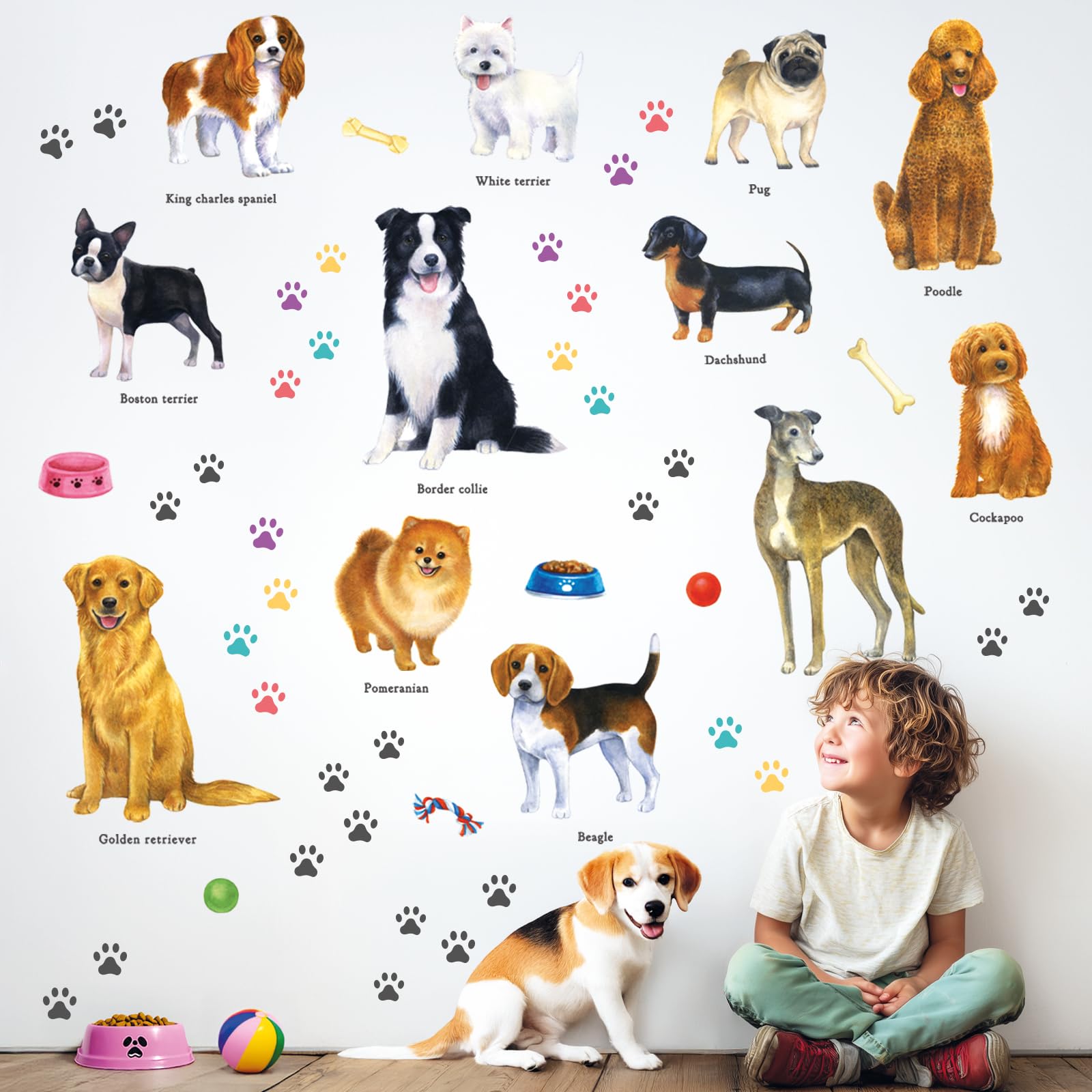 DECOWALL DS8-8045 puppy bedroom decor adds playful charm without painting