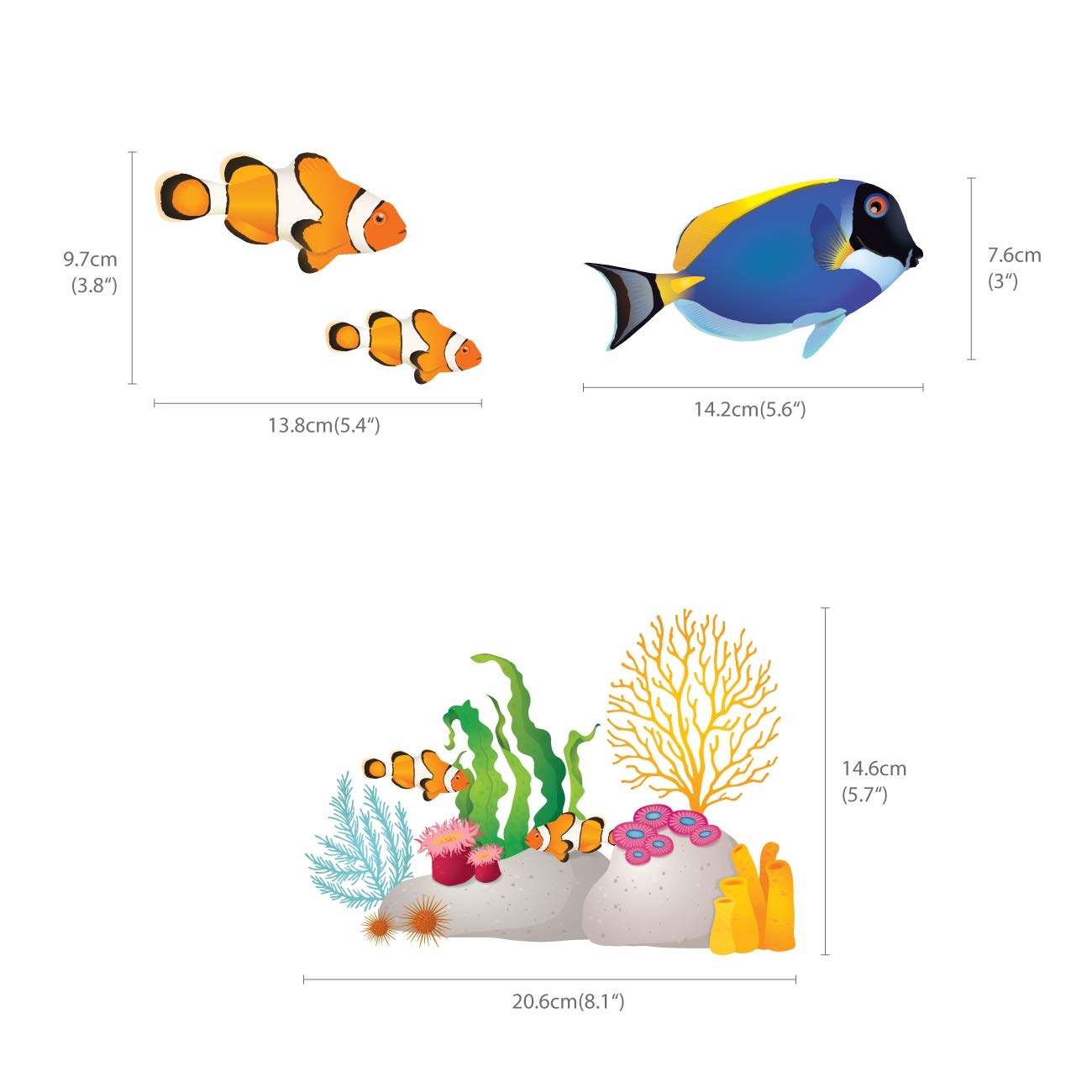 DECOWALL DS-8035 coral reef fish packaged stickers suitable for gifting
