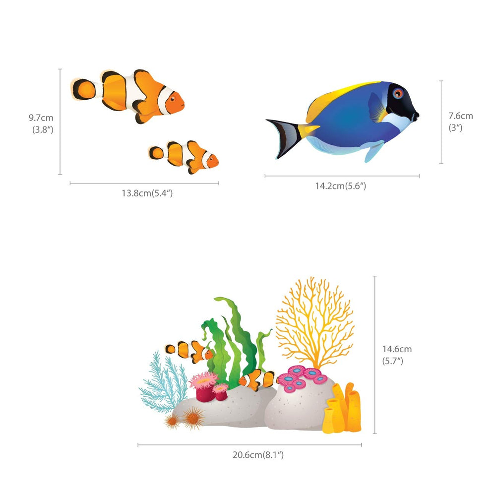 DECOWALL DS-8035 coral reef fish packaged stickers suitable for gifting