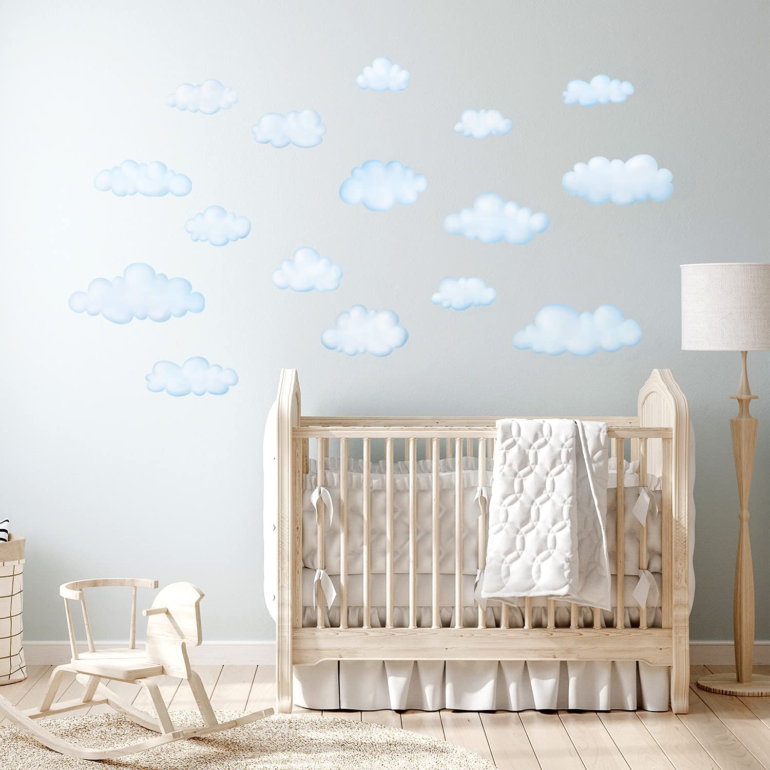 DECOWALL clouds living room wall art adds playful ambiance.