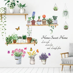 DECOWALL DS9-8055 flower pots wall decal living room greenery accent and easy update