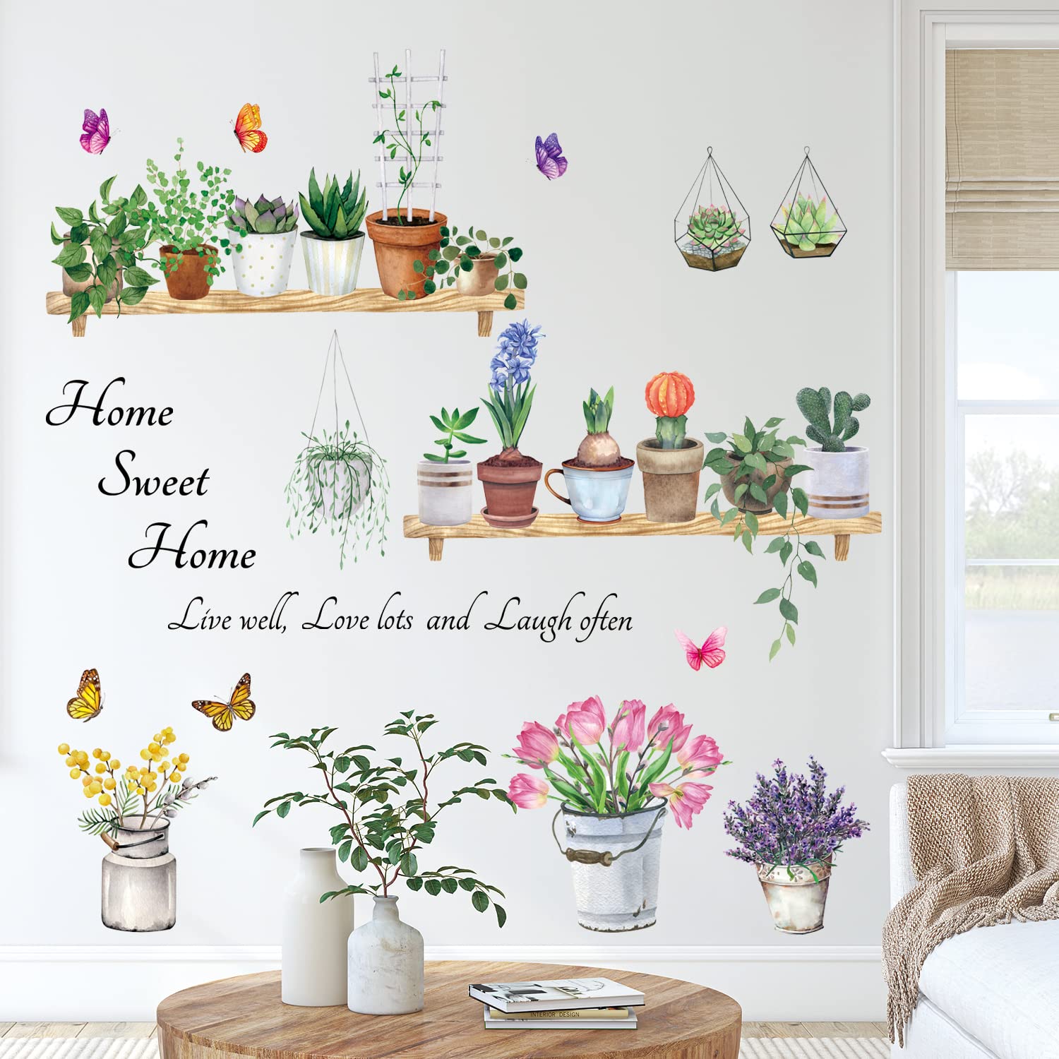 DECOWALL DS9-8055 potted plants wall mural bedroom quick room refresh