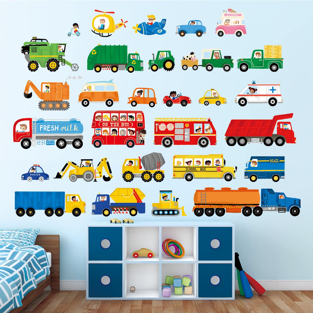 DECOWALL DS9-8064 fire truck wall sticker supports vibrant bedroom themes and quick room updates.