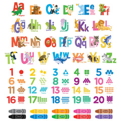 DECOWALL DS9-8091 alphabet-numbers-crayon stickers brighten kids' room learning playtime