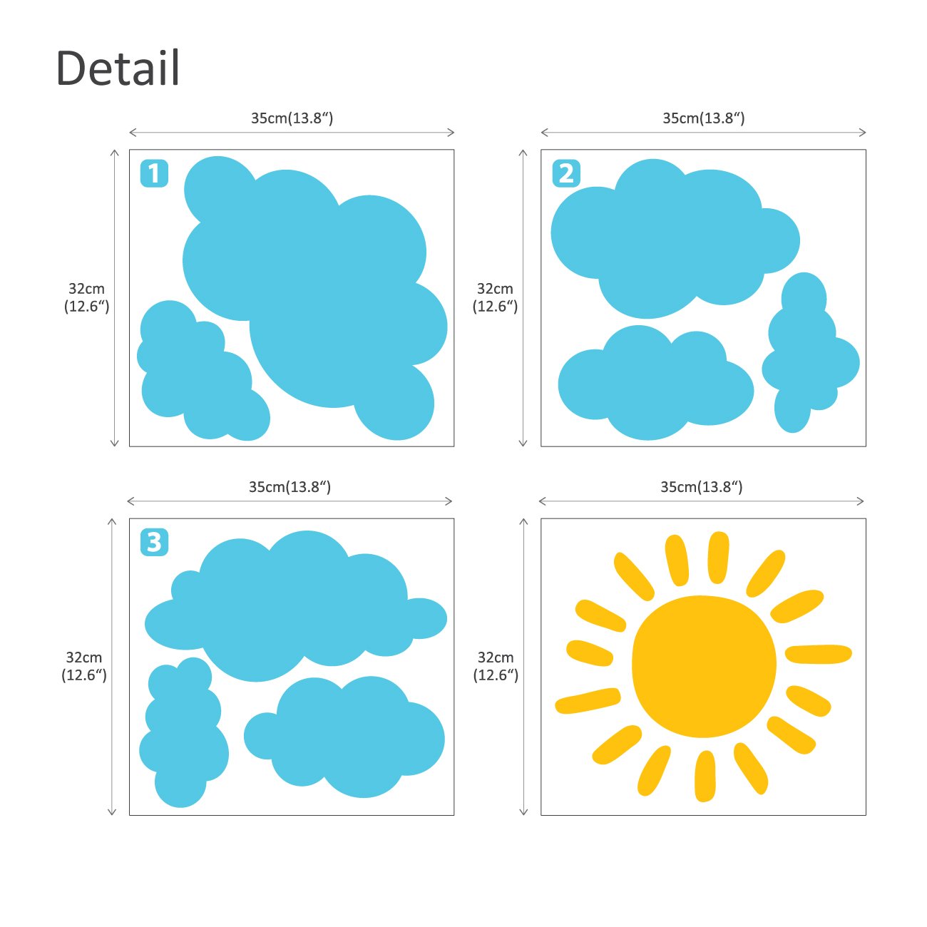 DECOWALL DWG-707SBY blue-sky yellow decal set supports bright, engaging learning corners.