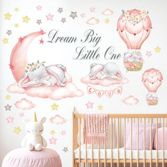 DECOWALL pink elephant quote wall sticker set for baby bedroom vibes and learning.
