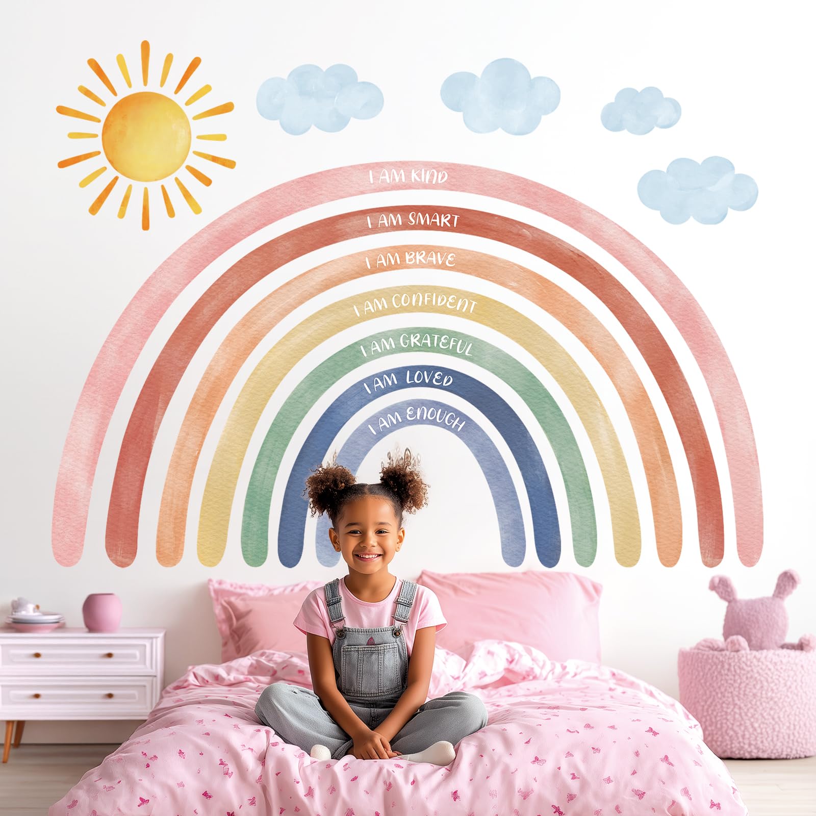 DECOWALL FH4-2432 rainbow quotes wall stickers ideal for playful kids spaces.