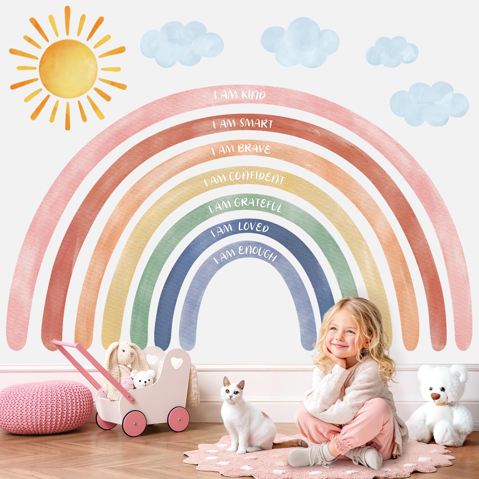 DECOWALL FH4-2432 sun and clouds brighten kid spaces for calm moments.