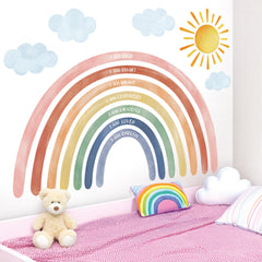DECOWALL FH4-2432 watercolor rainbows adds soft color to nurseries.
