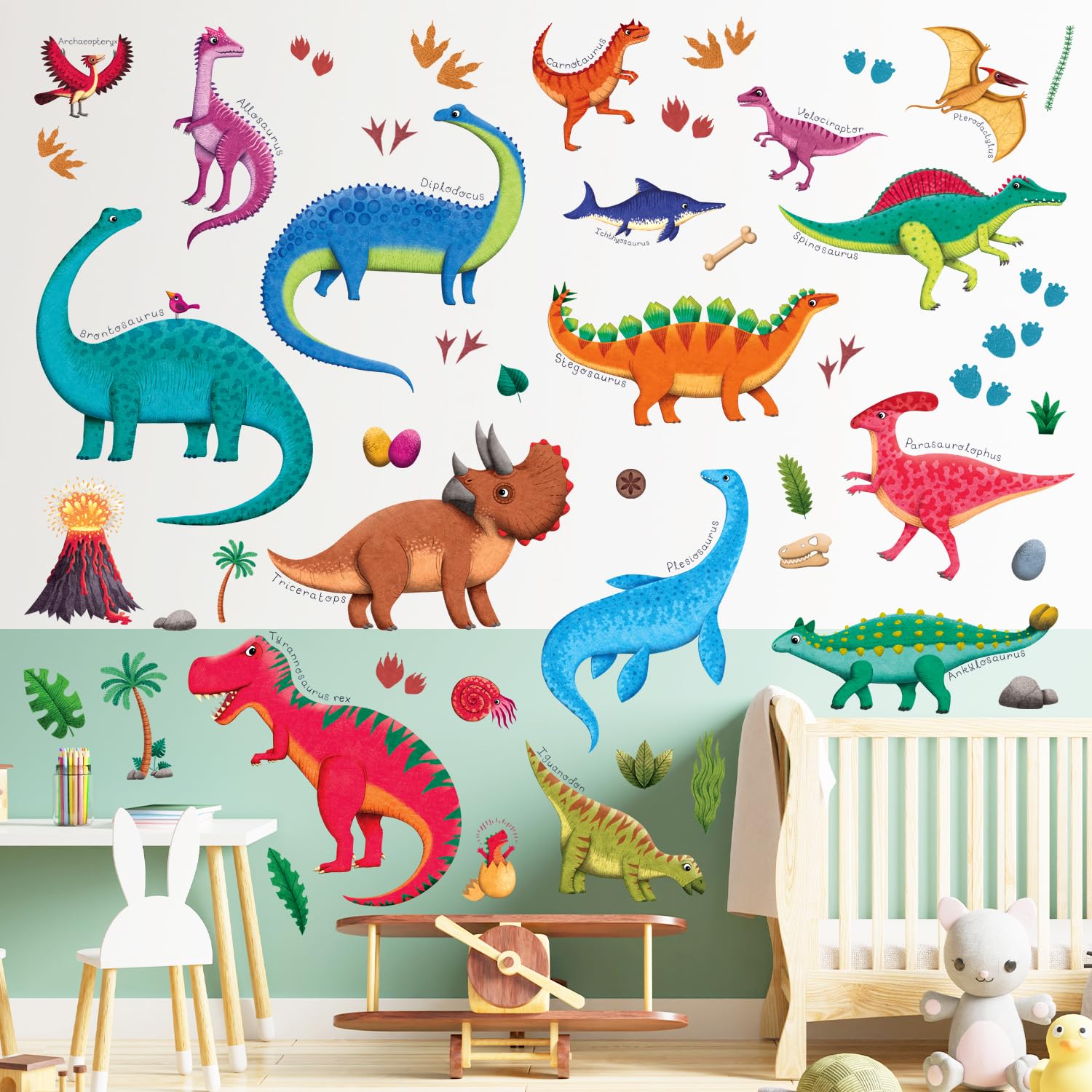DECOWALL GDS4-8087 dino eggs on ceiling for magical glow.