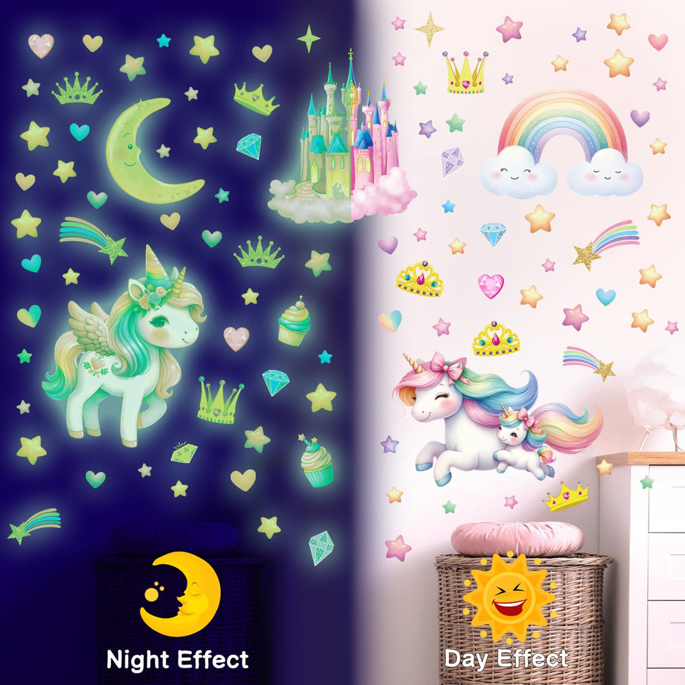 DECOWALL GDS4-8089 rainbow glow wall decal adds cheerful light for playful room ambience.