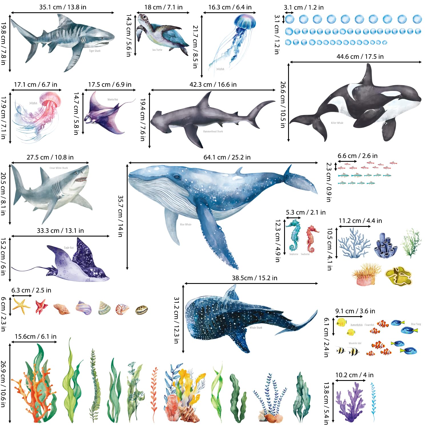 DECOWALL large sea creature stickers: kids-room decoration to personalize nurseries with bright, durable art.