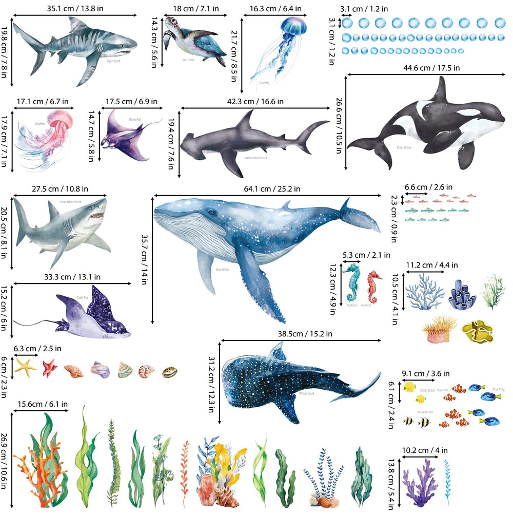 DECOWALL large sea creature stickers: kids-room decoration to personalize nurseries with bright, durable art.