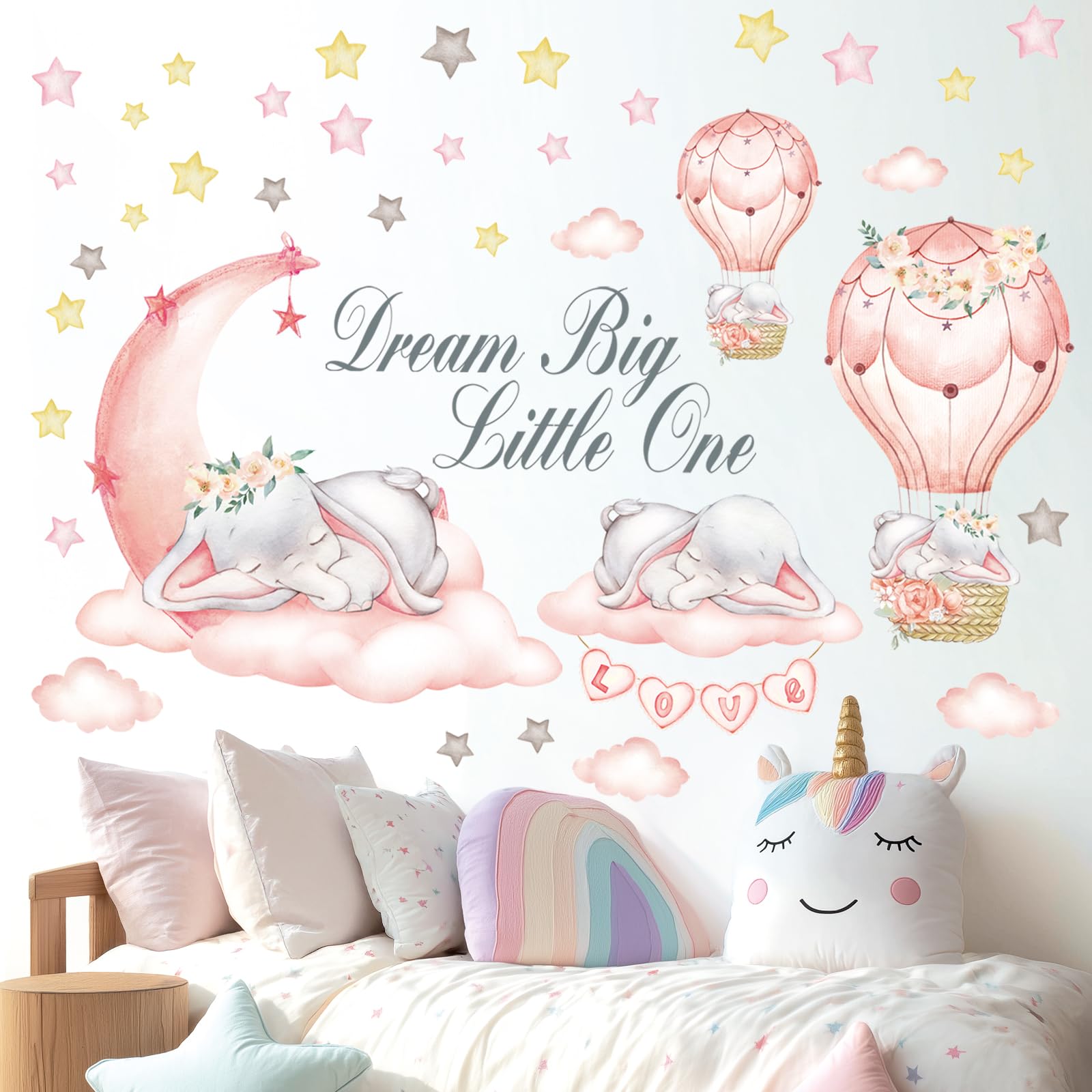 DECOWALL moon-stars kids decals for instant nursery decor, easy to reposition.