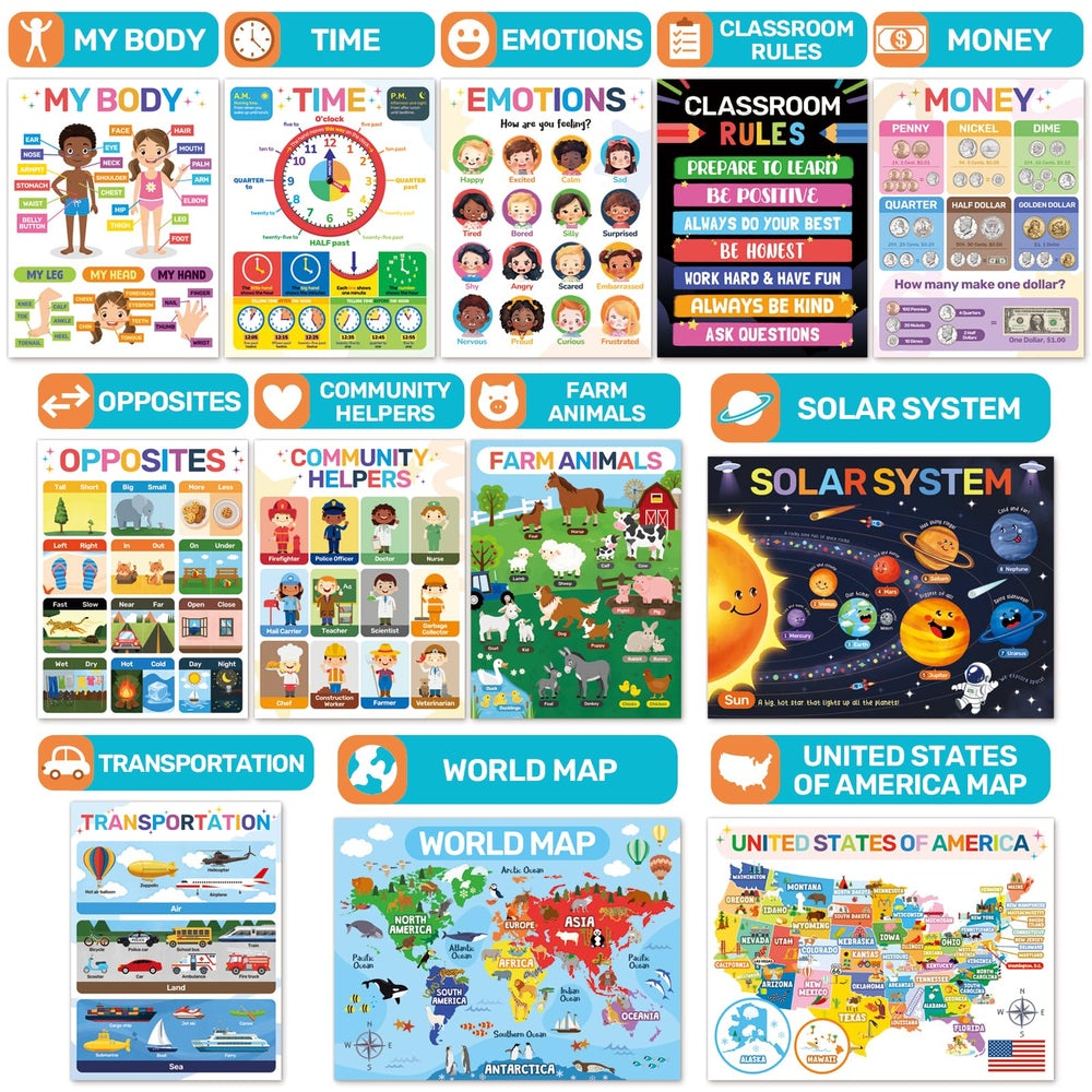 DECOWALL PS-01 money-opposites poster introduces coins and basic comparisons