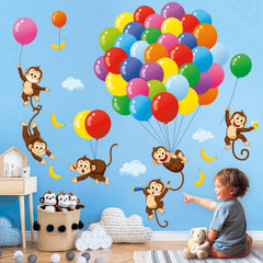 DECOWALL SG-2202 cartoon-monkeys-decal kids-room adds color without painting for quick refresh