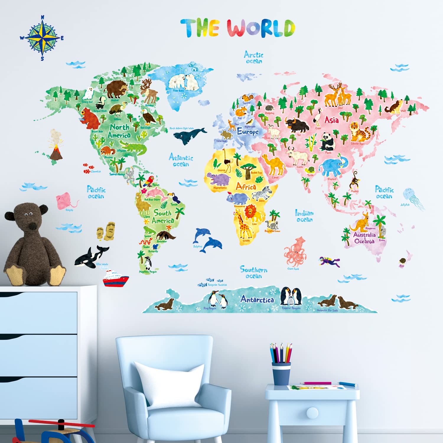 DECOWALL SG2-1615S wall sticker closeup with vibrant colors for learning decor