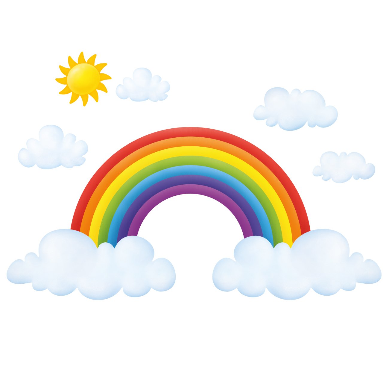 DECOWALL SG2-1713 rainbow and clouds sticker brightens kids' room decor and encourages imaginative play
