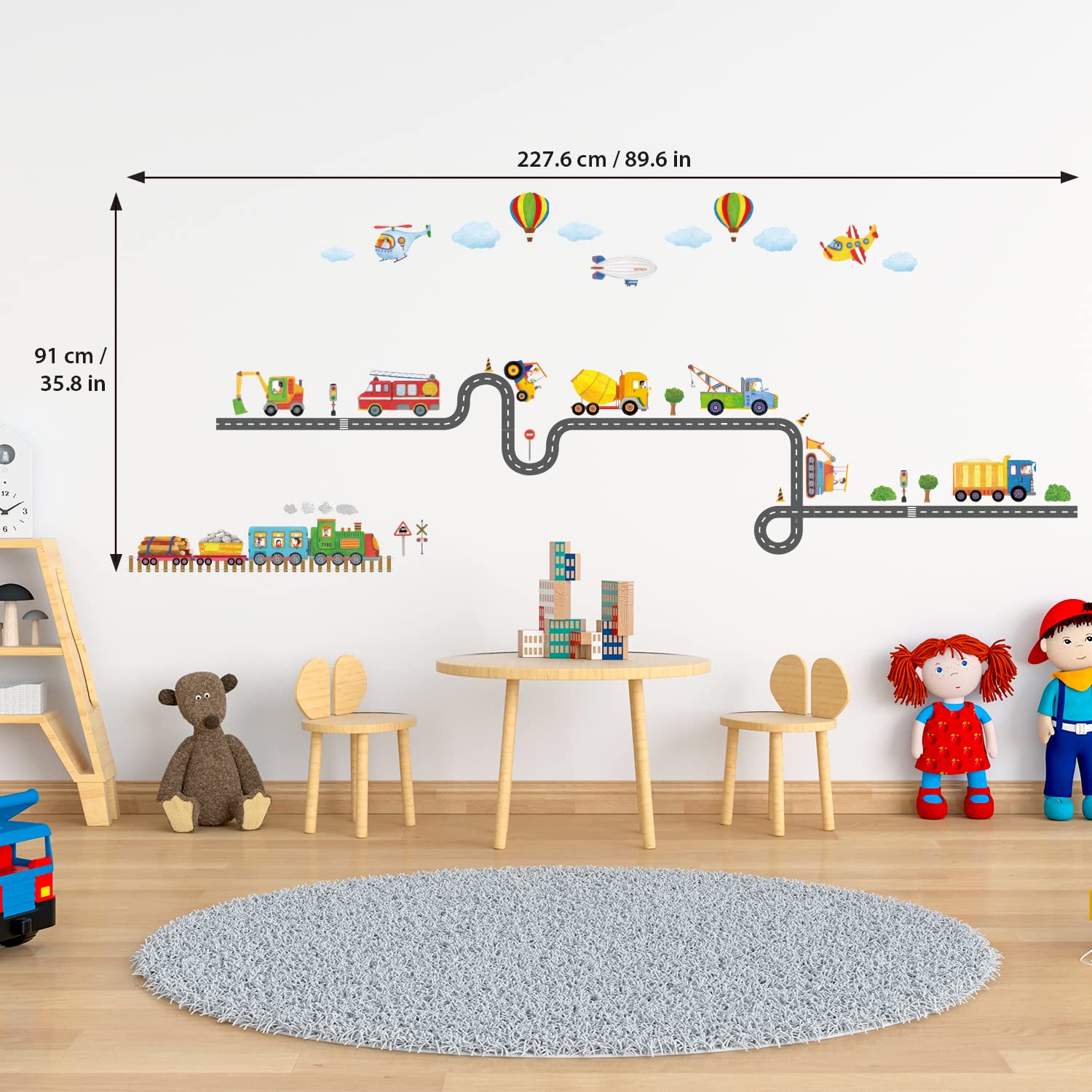 DECOWALL SG2-2107 road-sign collection—educational decoration that brightens play areas and bedrooms