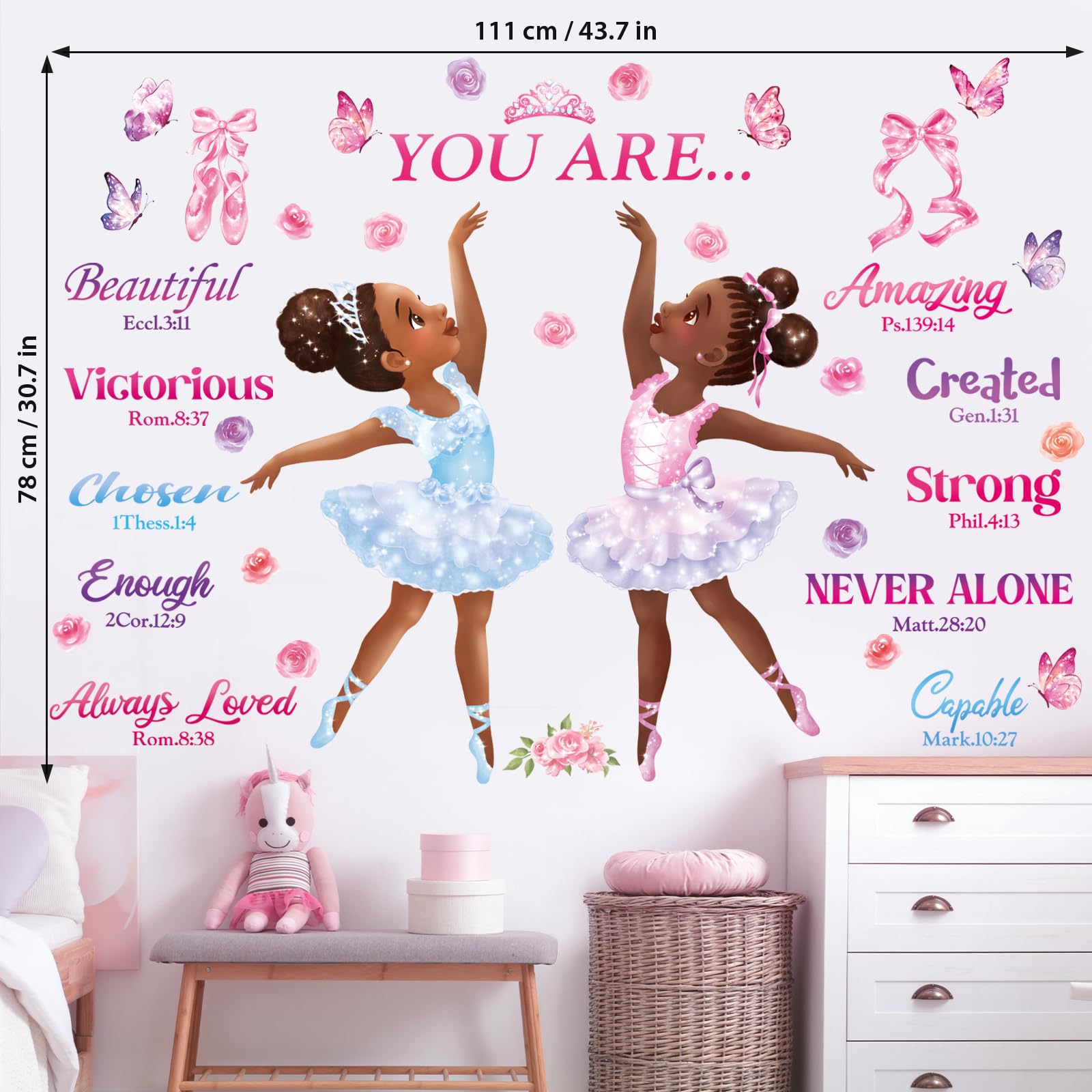 DECOWALL SG2-2319 Ballerina dance-figure sticker enhances kid-friendly spaces with style.