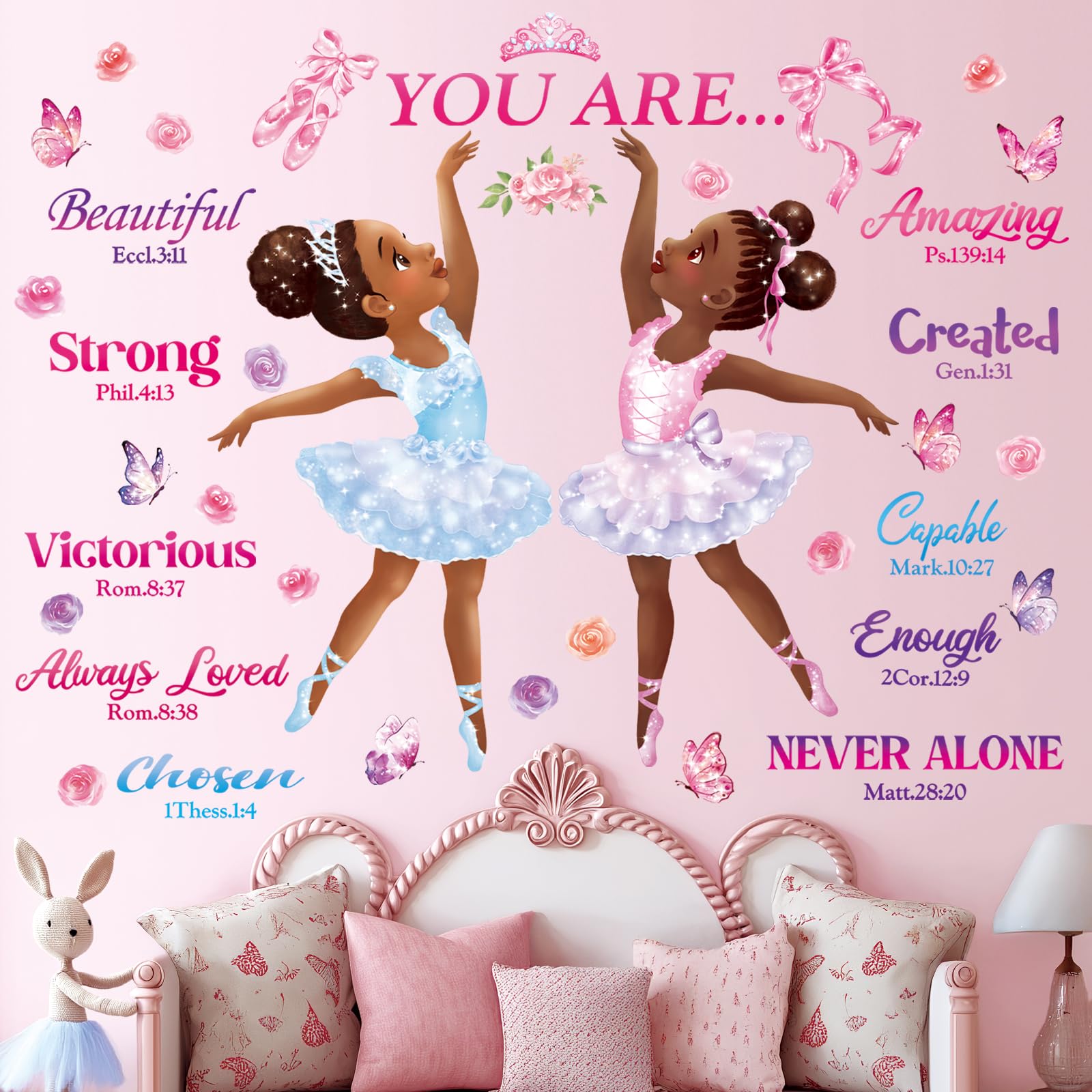 DECOWALL SG2-2319 Bedroom nursery decor sticker showcases vibrant ballerina imagery for imagination.