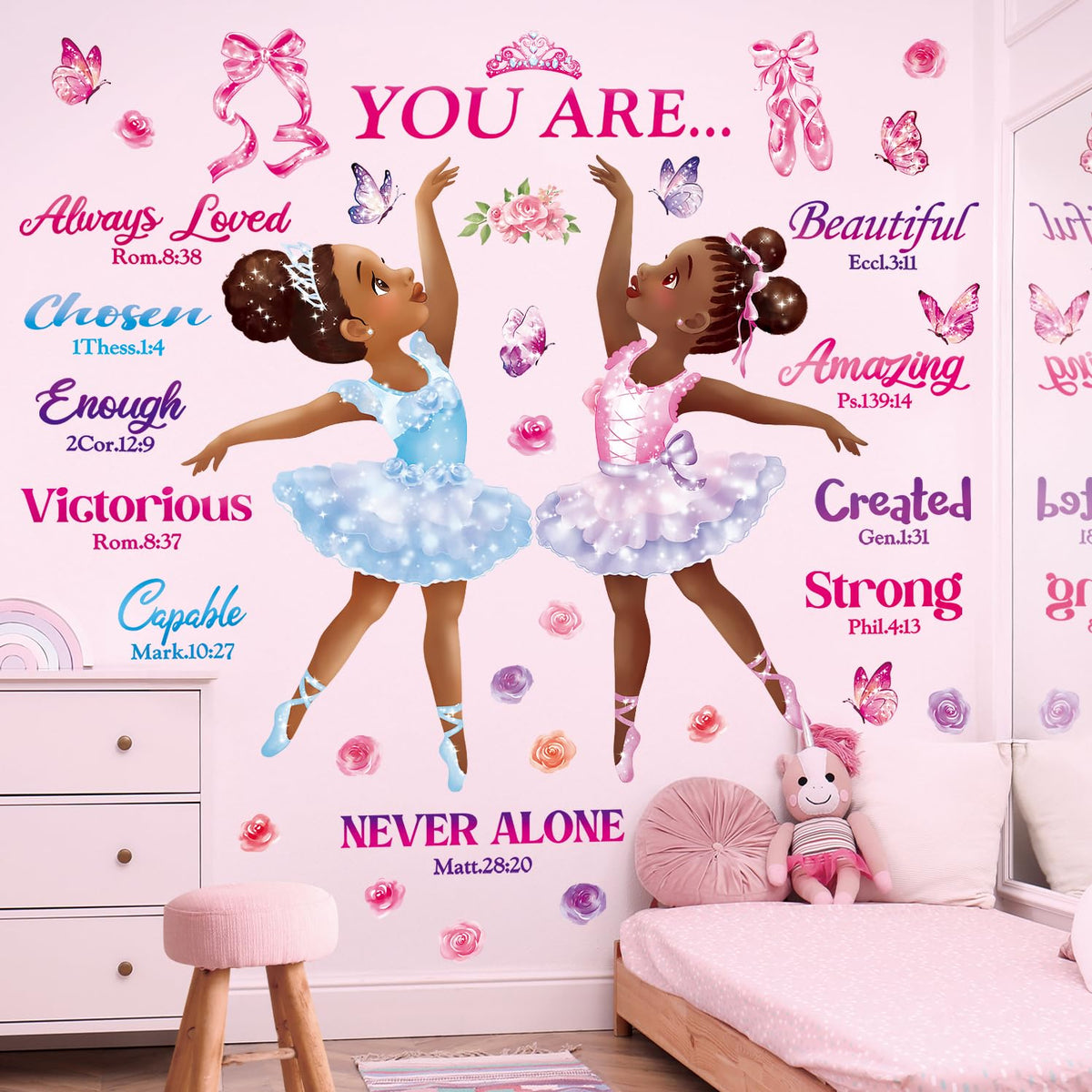 DECOWALL SG2-2319 Black Girl Magic Ballerina sticker brightens a nursery with inspirational decor.