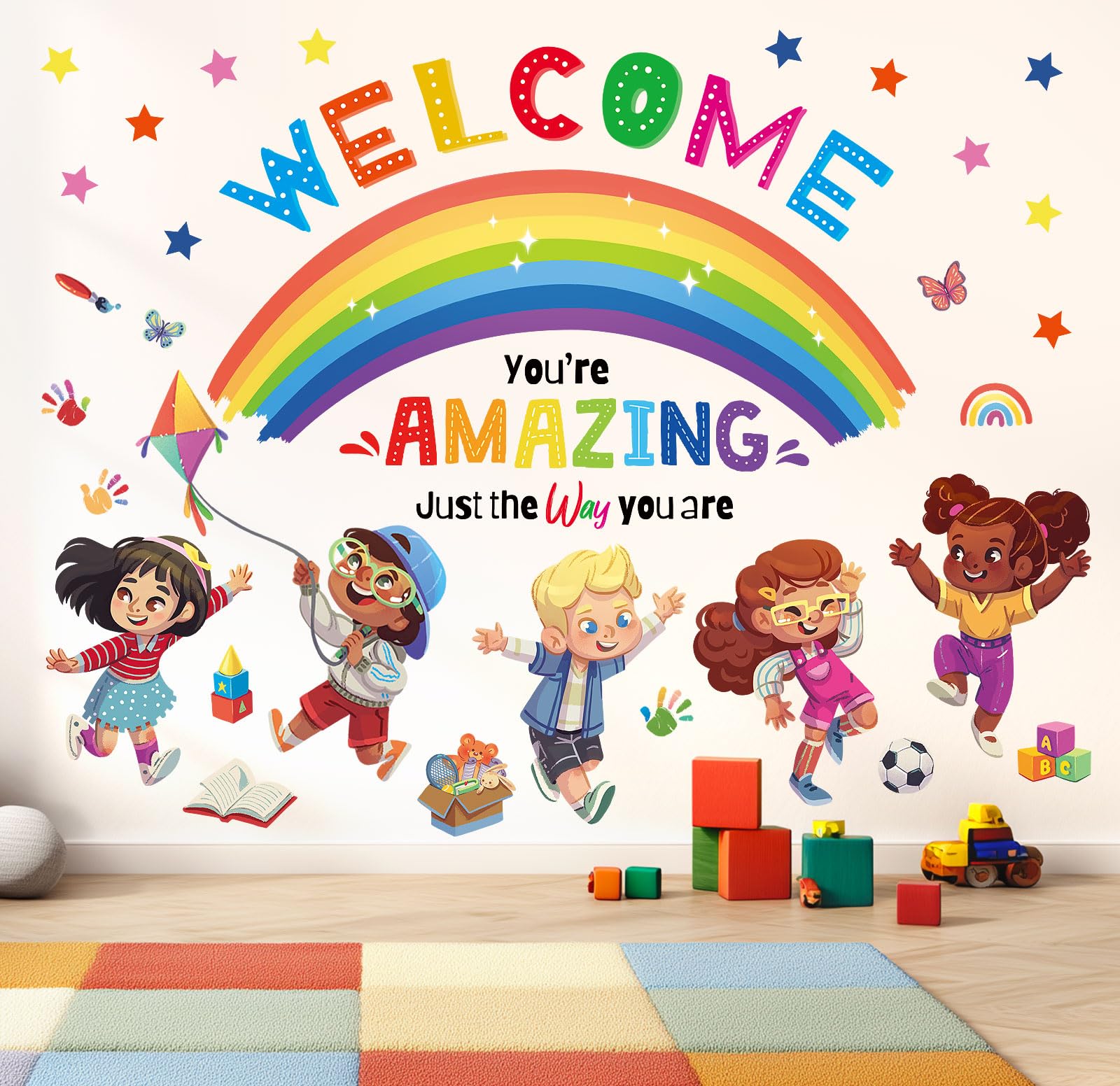 DECOWALL SG2-2403 large rainbow brightens kids' playroom