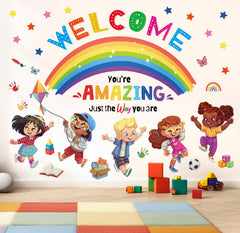 DECOWALL SG2-2403 large rainbow brightens kids' playroom