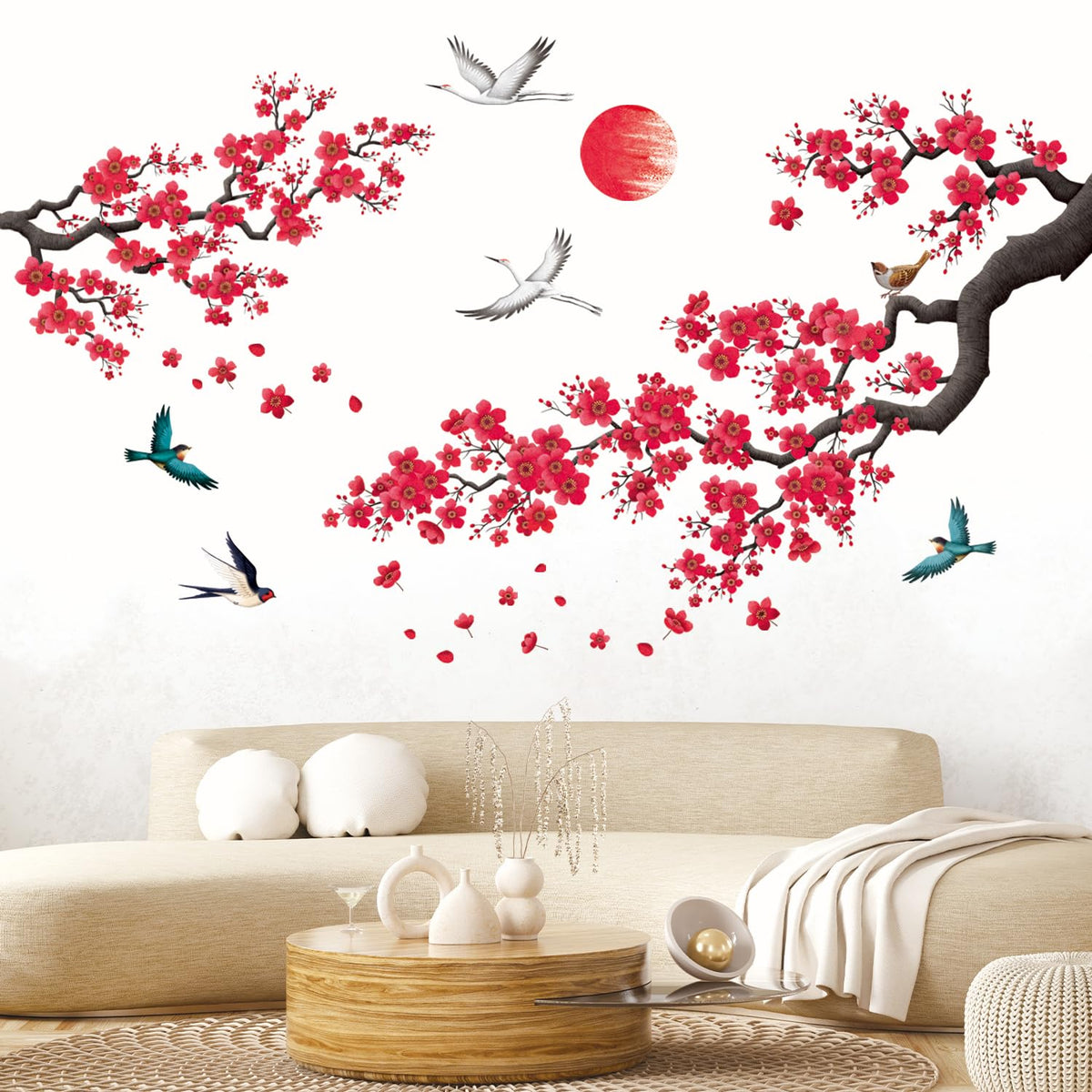 DECOWALL SG2-2406 ink-and-wash flowers wall sticker closeup enhances room ambiance