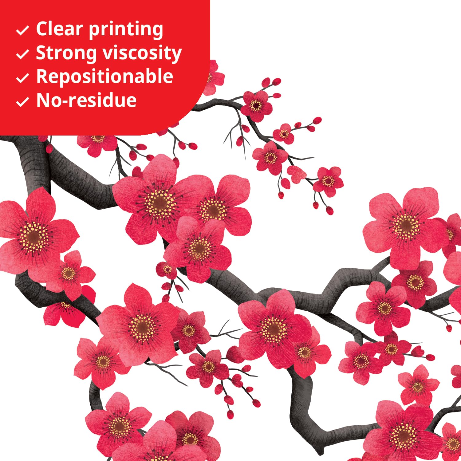DECOWALL SG2-2406 japanese-style flower wall decal suitable for bedrooms and nurseries