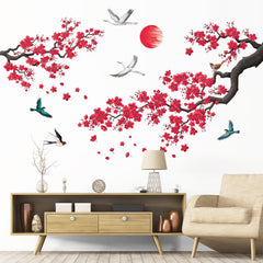 DECOWALL SG2-2406 red branches floral wall sticker adds elegant Asian-inspired charm