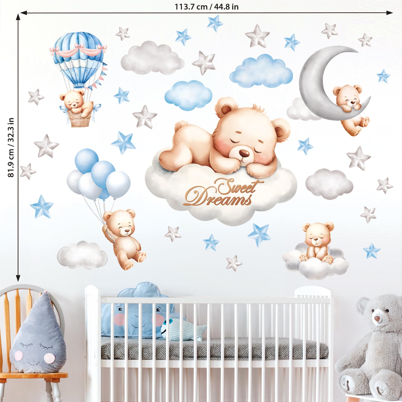 DECOWALL SG2-2407 5 bears ensemble enhances storytelling decor